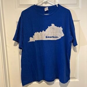 Blue Graphic Bourbon T-Shirt Kentucky Outline